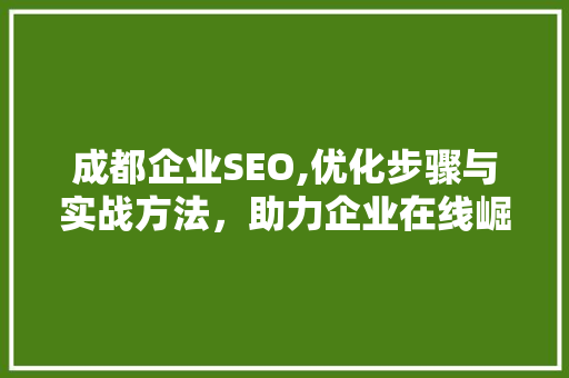 成都企业SEO,优化步骤与实战方法，助力企业在线崛起