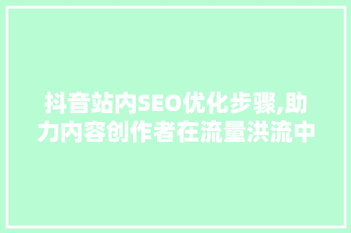 抖音站内SEO优化步骤,助力内容创作者在流量洪流中脱颖而出