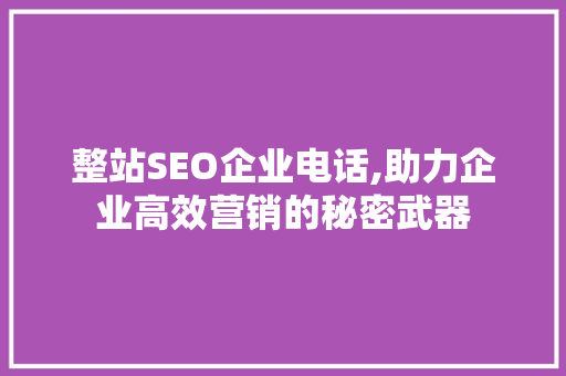 整站SEO企业电话,助力企业高效营销的秘密武器