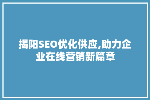 揭阳SEO优化供应,助力企业在线营销新篇章