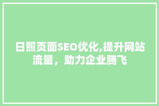 日照页面SEO优化,提升网站流量，助力企业腾飞