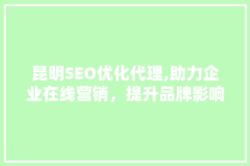 昆明SEO优化代理,助力企业在线营销，提升品牌影响力