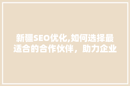 新疆SEO优化,如何选择最适合的合作伙伴，助力企业腾飞