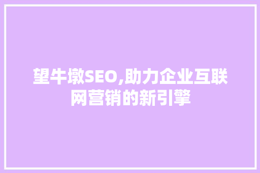 望牛墩SEO,助力企业互联网营销的新引擎