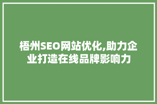 梧州SEO网站优化,助力企业打造在线品牌影响力