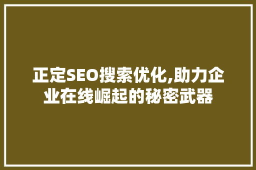正定SEO搜索优化,助力企业在线崛起的秘密武器