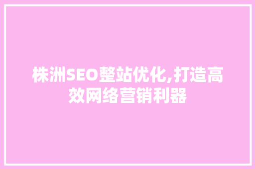 株洲SEO整站优化,打造高效网络营销利器