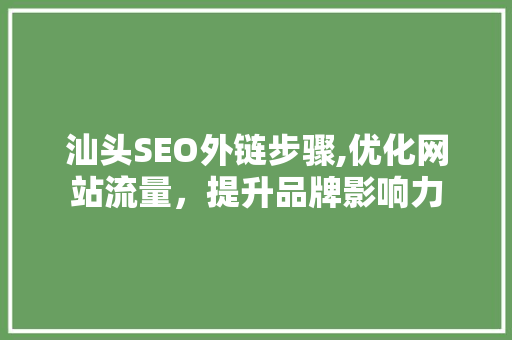 汕头SEO外链步骤,优化网站流量，提升品牌影响力