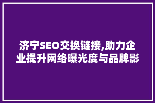 济宁SEO交换链接,助力企业提升网络曝光度与品牌影响力