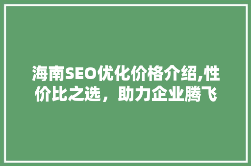 海南SEO优化价格介绍,性价比之选，助力企业腾飞