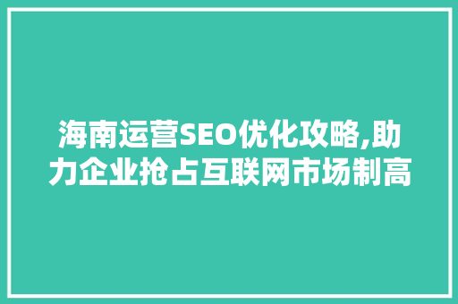 海南运营SEO优化攻略,助力企业抢占互联网市场制高点