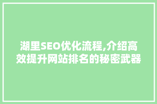湖里SEO优化流程,介绍高效提升网站排名的秘密武器