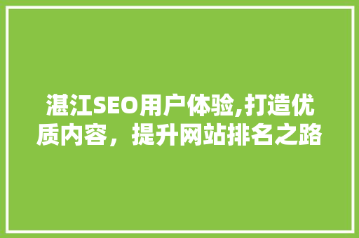 湛江SEO用户体验,打造优质内容，提升网站排名之路
