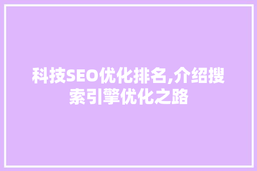 科技SEO优化排名,介绍搜索引擎优化之路