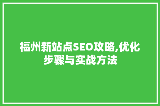 福州新站点SEO攻略,优化步骤与实战方法