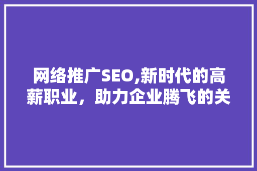 网络推广SEO,新时代的高薪职业，助力企业腾飞的关键因素