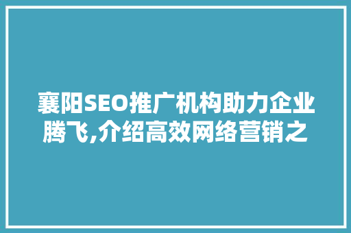 襄阳SEO推广机构助力企业腾飞,介绍高效网络营销之路
