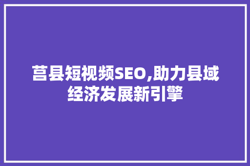 莒县短视频SEO,助力县域经济发展新引擎
