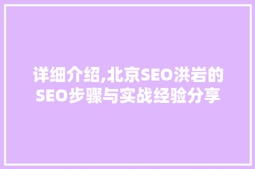 详细介绍,北京SEO洪岩的SEO步骤与实战经验分享