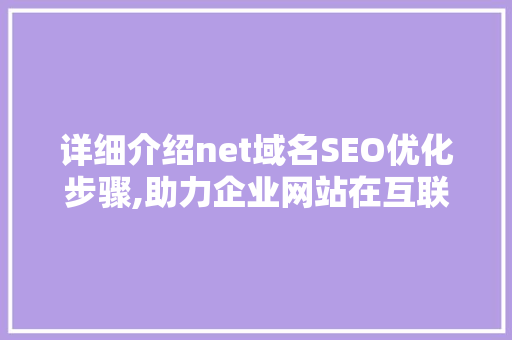 详细介绍net域名SEO优化步骤,助力企业网站在互联网中脱颖而出