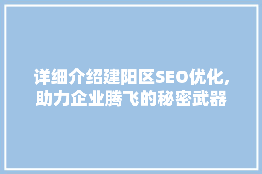 详细介绍建阳区SEO优化,助力企业腾飞的秘密武器