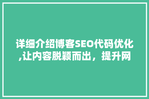 详细介绍博客SEO代码优化,让内容脱颖而出，提升网站排名