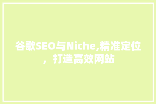 谷歌SEO与Niche,精准定位，打造高效网站