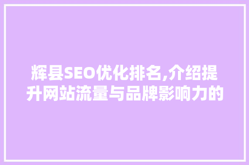 辉县SEO优化排名,介绍提升网站流量与品牌影响力的秘密武器