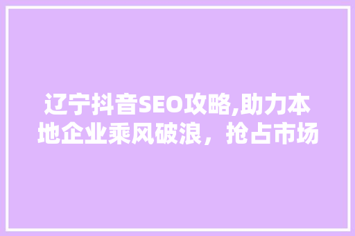 辽宁抖音SEO攻略,助力本地企业乘风破浪，抢占市场先机