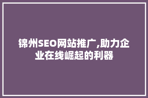 锦州SEO网站推广,助力企业在线崛起的利器