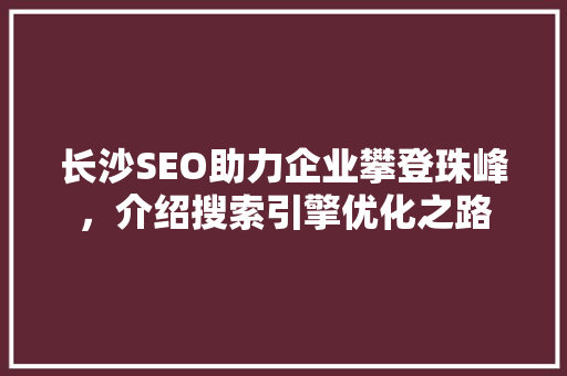 长沙SEO助力企业攀登珠峰，介绍搜索引擎优化之路