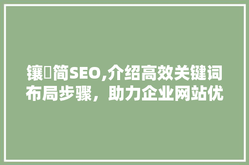 镶囧简SEO,介绍高效关键词布局步骤，助力企业网站优化