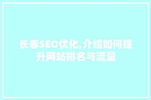 长春SEO优化,介绍如何提升网站排名与流量