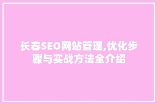 长春SEO网站管理,优化步骤与实战方法全介绍