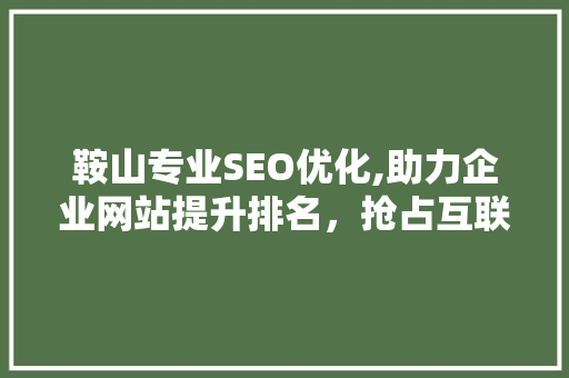 鞍山专业SEO优化,助力企业网站提升排名，抢占互联网市场先机