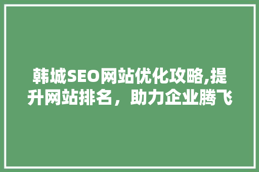 韩城SEO网站优化攻略,提升网站排名，助力企业腾飞