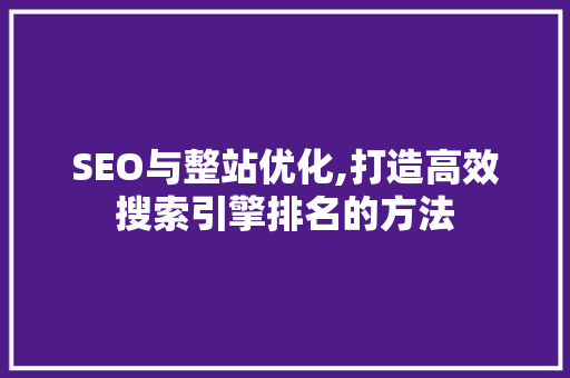 SEO与整站优化,打造高效搜索引擎排名的方法
