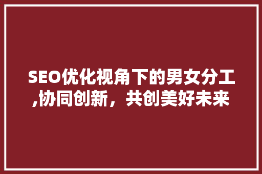 SEO优化视角下的男女分工,协同创新，共创美好未来