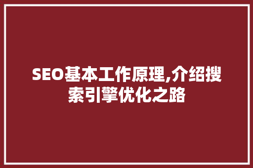 SEO基本工作原理,介绍搜索引擎优化之路
