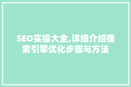 SEO实操大全,详细介绍搜索引擎优化步骤与方法