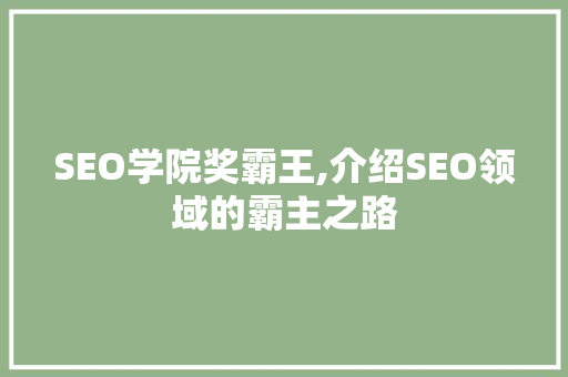 SEO学院奖霸王,介绍SEO领域的霸主之路