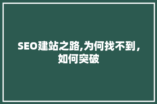 SEO建站之路,为何找不到，如何突破