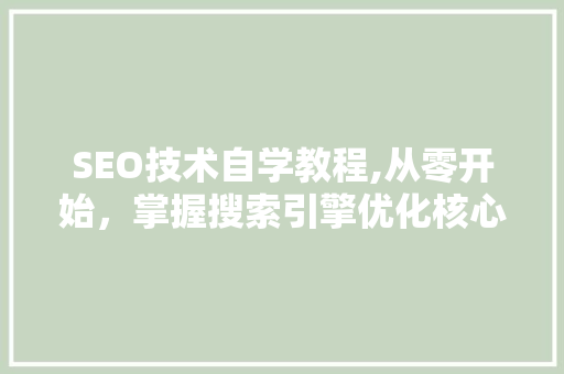SEO技术自学教程,从零开始，掌握搜索引擎优化核心方法