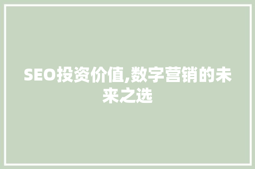 SEO投资价值,数字营销的未来之选