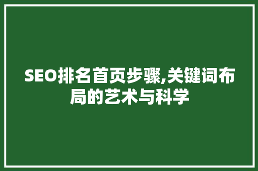 SEO排名首页步骤,关键词布局的艺术与科学