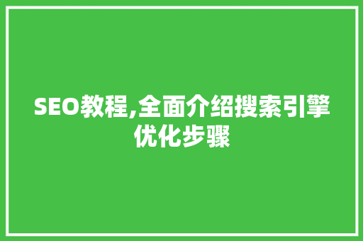SEO教程,全面介绍搜索引擎优化步骤