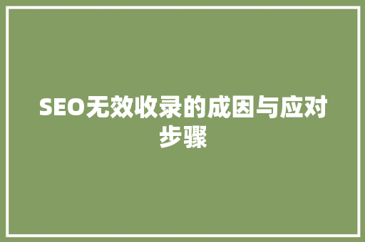 SEO无效收录的成因与应对步骤