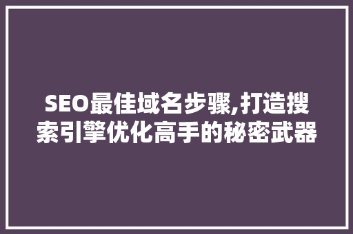SEO最佳域名步骤,打造搜索引擎优化高手的秘密武器
