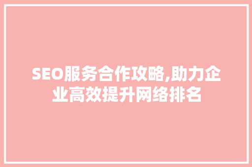 SEO服务合作攻略,助力企业高效提升网络排名