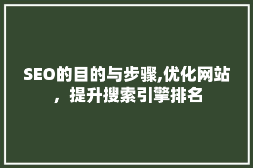 SEO的目的与步骤,优化网站，提升搜索引擎排名
